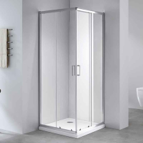 SIRI, CABINA PATRATA CU USI CULISANTE, ACCES PE COLT, 90X90XH190CM, STICLA SECURIZATA TRANSPARENTA 5MM, PROFIL CROM, L5402-C-90